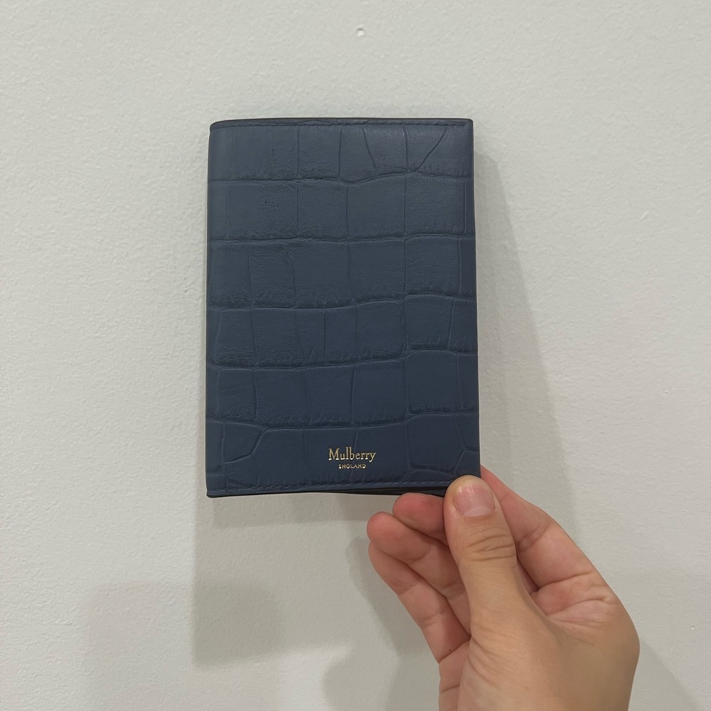 Mulberry Navy Croc-Embossed Leather Passport Cover
